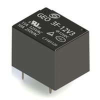 Relais de puissance pour circuit imprimé GEO 3F-24MS3 4 broches 1H 10A 250VAC DC24V 360mW, compatible T73 avec HF3FF/024-HS ORWH-SH-124D1F UL CQC RoHS