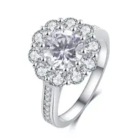 फैशन सरल हीरे की सगाई की अंगूठी के साथ डबल पंक्ति सेट सुपर चमक जिक्रोन अंगूठी