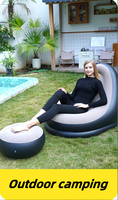Canapé-lit flocage gonflable pliable portable-Repose-pieds de salon étanche pour salon, camping en plein air, voyage