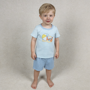 En Stock: Conjuntos de Verano para Niños y Niñas con Bordado de Pelota de Playa y Rayas, Ropa al por Mayor, Boutique para Hermanos, Ropa Infantil a Precio de Fábrica - Product Image 4