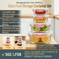 Conteneur en verre polyvalent avec couvercle, boîtes de préparation des repas en verre, boîte de conservation des aliments hermétique pour la planification des repas, les restes, l'utilisation en cuisine