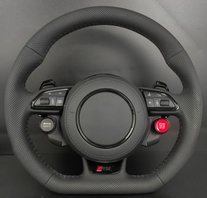 Volant de voiture en cuir perforé de style RS personnalisé avec bouton de démarrage/arrêt et sélecteur de conduite pour <span class=keywords><strong>Audi</strong></span> - Product Image 1