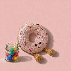 Kit de Ganchillo <span class=keywords><strong>Amigurumi</strong></span> de Peluche Pastel, Fácil de Usar, Juego de Adornos Rellenos para Accesorios de Bolsos y Regalos para Niños, Kit de Ganchillo de Donuts para Hacer Uno Mismo - Product Image 4