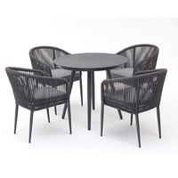 Ensemble de table et chaises de jardin en aluminium imperméable tressé en corde pour restaurant extérieur et bistro