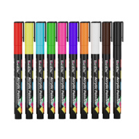 Marqueurs à peinture acrylique, 10 couleurs, pointe fine de 1 mm, imperméables, permanents, à base d'eau, pour fournitures artistiques, dessin DIY