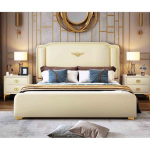 Lit king size en métal de style moderne, cadre en bois massif, fabriqué en Chine, 180x200, sans matelas - Product Image 4