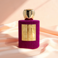 Flacon de parfum en velours premium 50 ml 100 ml rouge rose, flacon de parfum luxueux au design personnalisé avec bouchon en alliage de zinc en forme de couronne