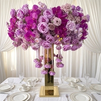 ML Promotion Exceptionnelle : Centre de Table de Luxe de 110 cm de Diamètre, Grandes Fleurs d'Orchidée Rose Violet Clair et Fuchsia pour Décoration de Mariage