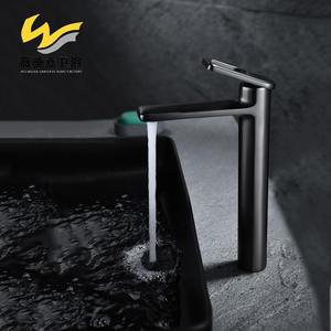 All-Copper Modern Minimalist Basin Faucet Gunmetal Gray Hot Cold Water <b>Bathroom</b> Electroplated Ceramic Tile Washbasin Mixer Tap - Product Image 1