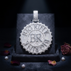 925 Sterling <b>Silver</b> Custom <b>Initial</b> Letter Round Pendant Iced Out CZ <b>Necklace</b> Personalized Hip Hop Jewelry - Product Image 1