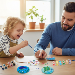 <span class=keywords><strong>Kit</strong></span> d'artisanat de <span class=keywords><strong>peinture</strong></span> <span class=keywords><strong>sur</strong></span> pierres en plastique avec pierres lumineuses, formes de pierres réalistes, tatouages, autocollants diamant et pinceaux pour enfants - Product Image 2