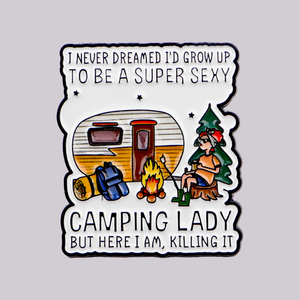 Pin esmaltado con frases de CAMPING LADY, broche, insignia para mochila, accesorios de ropa, joyería divertida, regalos para amigos - Product Image 1
