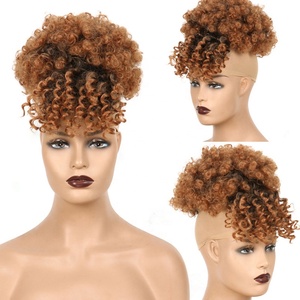 LW-81QT Chignon ricci con <span class=keywords><strong>frangetta</strong></span> accessori di alta qualità treccia di estensione per le donne Scrunchie Afro crespo di sintesi dei capelli capelli morbidi - Product Image 4