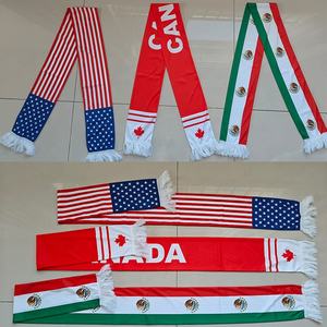 وشاحات مزدوجة الجوانب بالجملة لفريق كرة القدم الوطني بطباعة أعلام أمريكا والمكسيك وكندا لمشجعي كرة القدم - Product Image 2