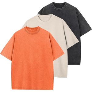 T-shirts en coton pour hommes, coupe ample, manches courtes, décontractés, couleur unie, basiques, respirants, en tissu jersey - Product Image 1