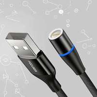 Câble de charge magnétique Type C 3A à charge rapide, câble de données USB en nylon tressé en cuivre pur pour téléphone Android, voiture, maison