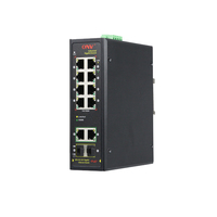 Commutateur PoE Fibre Optique Industriel Non Géré à Forte Demande avec QoS, 12 Ports, Capacité 24 Gbit/s