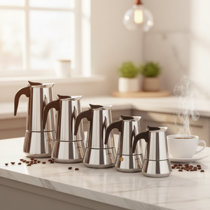 <span class=keywords><strong>Cafetera</strong></span> Italiana Clásica de Acero Inoxidable para Espresso, 2-<span class=keywords><strong>9</strong></span> <span class=keywords><strong>Tazas</strong></span>, Plateada, Apta para Inducción, <span class=keywords><strong>Cafetera</strong></span> Moka Portátil con Tapa para Estufa - Product Image 2