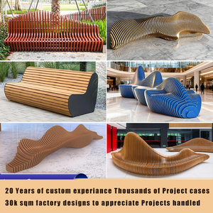 Banc commercial moderne <span class=keywords><strong>en</strong></span> fibre de verre, style Art Déco, avec pieds sablier irréguliers découpés, anticorrosion, facile à nettoyer, pour extérieur, <span class=keywords><strong>jardin</strong></span> et salle d'attente - Product Image 5