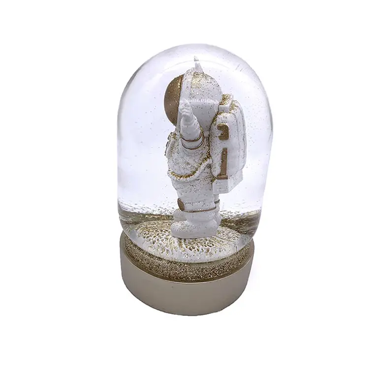 H:17CM Resin Crafts Standing Astronaut Oval Glass Dome Snow Globe