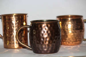Moscow Mule Mug Pure Copper with Hammered Texture Mirror Polish Wedding Occasion Copper Mugs with Copper Handle - Product Image 4