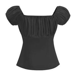 Maglietta Estiva da Donna con <span class=keywords><strong>Spalle</strong></span> <span class=keywords><strong>Scoperte</strong></span>, Manica Corta in Cotone, Stile Retrò Anni '50 e '60, Top Vintage - Product Image 6