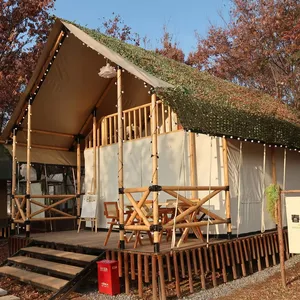 Tenda safari Afrika tenda hotel tahan air luar ruangan tenda resor kayu mewah rumah prefab kayu mewah