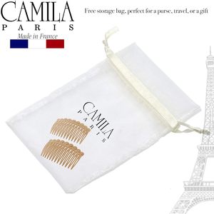<span class=keywords><strong>Camila</strong></span> CP2892/2 peine lateral de pelo francés Material de acetato estilo europeo americano pequeño redondeado Beige decorativo moño de mujer - Product Image 6