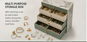 Luxury Double Door Christmas Gift Box with Pull Out Drawers Botanical Print Rigid Paperboard Packaging for Jewelry and Beauty - Product Image 6