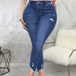 Женские рваные джинсы, большие размеры