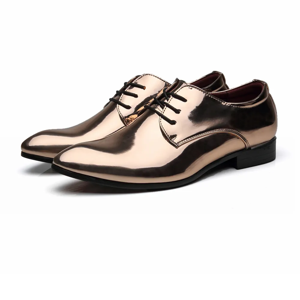 37-48 Big Size Men's Mirror Derby Shoe Oxford Business Pointed Toe Lace Up Shoe Wedding Dress Shoe 189