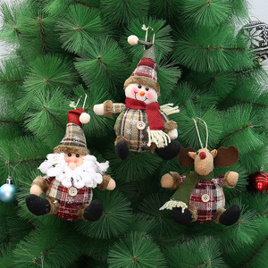 Christmas Tree Hanging Dolls Santa Snowman Reindeer Fabric <b>Ornaments</b> <b>Small</b> Size 2-4 Inch Decorations - Product Image 3