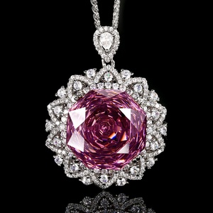 Collares Clásicos Antideslustre Ecológicos de Cobre con Circonita Cúbica de 18mm con Corte Rosa y Color Degradado para Mujer, Regalo al por Mayor - Product Image 4