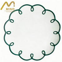 Assiette en céramique classique vert forêt à bordure en spirale, écologique, passe au lave-vaisselle, vaisselle de table vert foncé à bord festonné pour hôtels