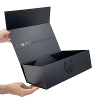 Boîte Cadeau Noire Magnétique Personnalisée de Luxe Pliable en Carton Rigide avec Finition UV, pour Vêtements et Cadeaux Haut de Gamme