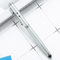 Stylo publicitaire multifonction 4-en-1 à écran tactile capacitif, en métal, avec pointe bille, design animalier, encre noire 1,0 mm, lumière LED et logo