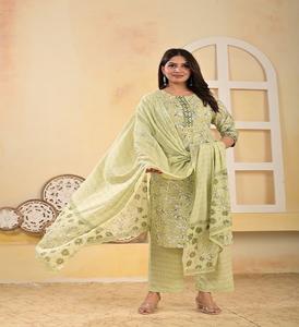 Nouvel ensemble de vêtements en coton imprimé, kurta, pantalon et dupatta, vêtements indiens pour fêtes et occasions décontractées, kurta en cadeau pour elle, prix de gros - Product Image 1