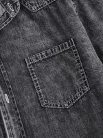Kemeja Denim Depan Bersaku Satu Potong untuk Pria, Blus Kasual Denim Pria Grosir, Baju Denim Pria Satu Potong