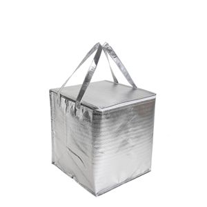 Bolsa de almuerzo impermeable térmica con aislamiento personalizado ecológico, cremallera impresa, forro de papel de aluminio, comida, cerveza, entrega de comestibles - Product Image 3