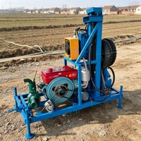 Mini-foreuse rotative portable sur roues de 150 m de profondeur avec moteur diesel 22 CV pour puits d'eau