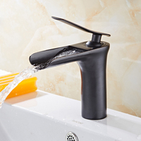 Robinet de lavabo cascade antique en laiton, monocommande, cartouche céramique, à poser sur le comptoir, eau chaude et froide, pour salle de bain