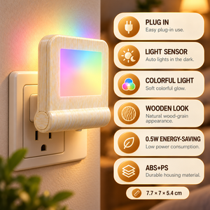 Veilleuse LED à changement de couleur, très vendue, avec capteur de lumière, imitation bois, 0,5W, pour chambre, couloir, salle de bain - Product Image 4