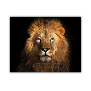Ánh mắt mãnh liệt của một con sư tử được chiếu sáng trên nền tối vải nghệ thuật in bán chạy - Product Image 2