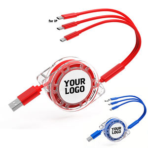 Cavo Dati USB Retrattile 3-in-1 Personalizzabile con Logo, Caricabatterie Portatile a Ricarica Rapida per iPhone e Android - Vendita all'Ingrosso Diretta dalla Fabbrica - Product Image 1