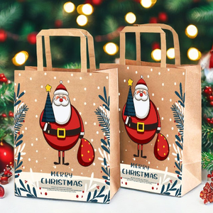 Bolsa de Compras de Papel Kraft Marrón con Logotipo Personalizado, Plegable y Reutilizable con Asas para Llevar, para Alimentos y Regalos Navideños, Impresión Digital - Product Image 6