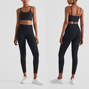 Venta de fábrica, varias prendas de gimnasio femeninas de secado rápido, para Mujer Ropa Deportiva, sujetador con tirantes y cuello en U, mallas para Mujer, conjuntos de Yoga de 2 piezas - Product Image 2