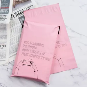 Kustom dicetak logo kecil merah muda 6*9 inci mailer kemasan kurir plastik surat kantong tas untuk pengiriman pakaian
