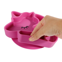 Assiette en silicone pour bébé licorne, plateau d'alimentation divisé, sans BPA, avec ventouse, assiette à dîner pour enfants