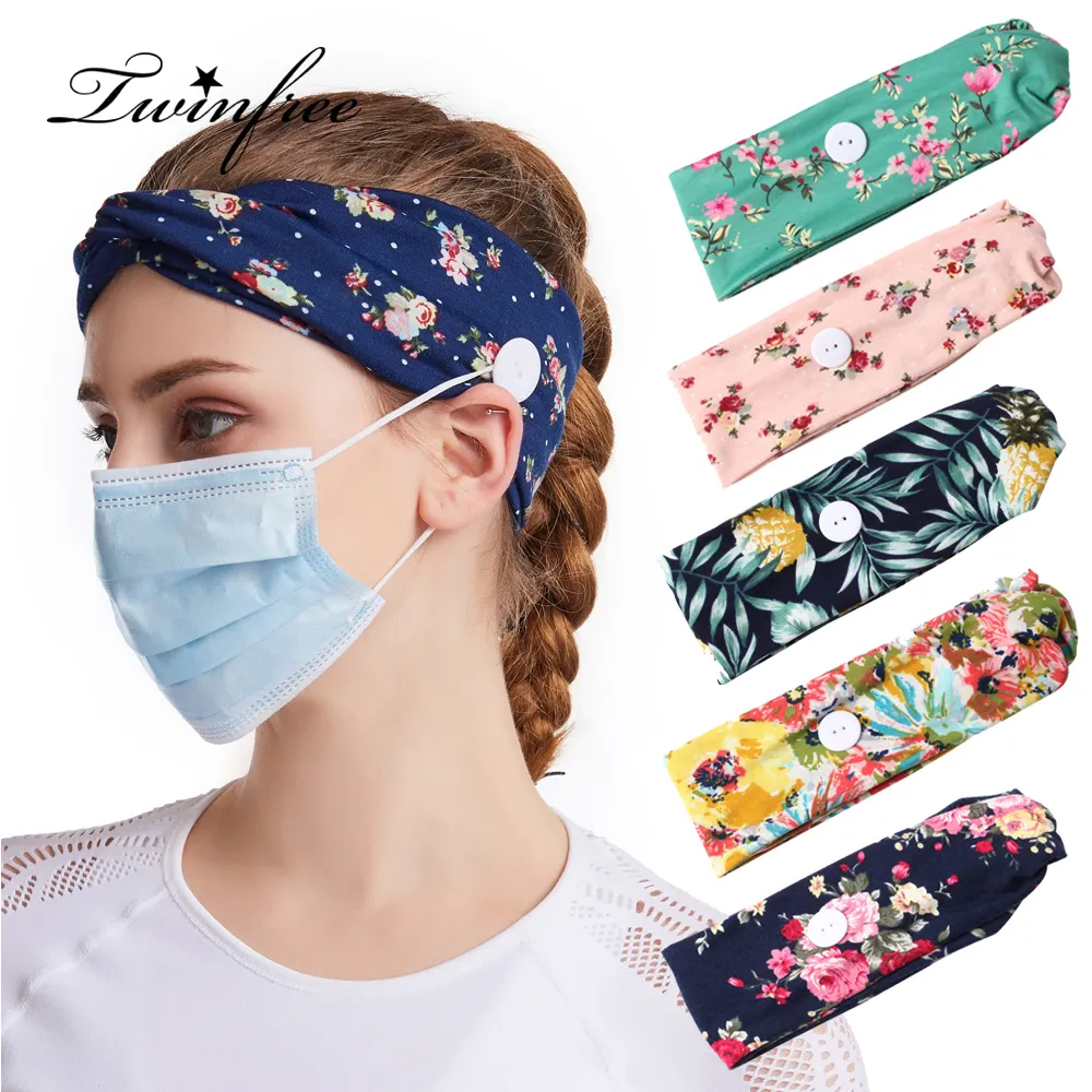 Free Sample Nurse Headbands With Buttons Boho Stretching Yoga Hair Band Accessories for Women Custom Logo Elastic Headband