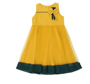 בחורה סינית חמה צהוב יפה נסיכה tutu טוניקה ללא שרוולים שמלות קיץ